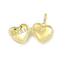Mother's Day Brass Micro Pave Clear Cubic Zirconia Locket Pendants&nbsp;KK-H441-44LG