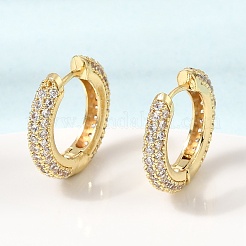 Brass Micro Pave Cubic Zirconia Hoop Earrings&nbsp;LS-KK-CBA8324-24G-04