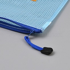 ナイロンメッシュ麻雀牌収納ジッパーバッグ  長方形  ライトスカイブルー  23.2x33x0.4cm&nbsp;ABAG-WH0044-84B