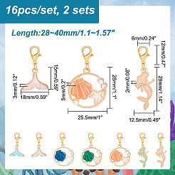 Ocean Theme Mermaid/Shell Pendant Stitch Markers&nbsp;HJEW-AB00417