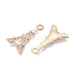 ラックメッキ合金ペンダント  ラインストーン付き  エッフェル塔  クリスタル  21.5x12.5x2mm  穴：2mm&nbsp;FIND-N005-26G-01