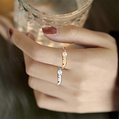 スターリングシルバー オープンカフリング 925個  クリア キュービックジルコニア シンプル 細身 リング 女性用  ゴールドカラー  usサイズ5 1/4(15.9mm)&nbsp;JR890B
