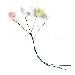 鉄製の茎が付いた陶器製のカラーリリーの花茎  花瓶や家の装飾に使える装飾的な造花ピック  ミックスカラー  285~290mm&nbsp;PR-CBAD4A8-02