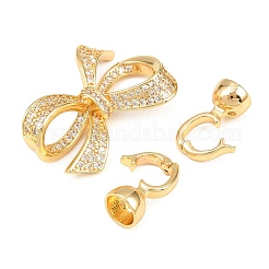 Brass Micro Pave Clear Cubic Zirconia Fold Over Clasps&nbsp;KK-U059-61G