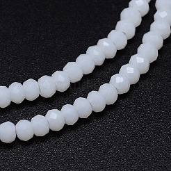 カット加工ロンデルガラスビーズ連売り  ホワイト  2.9~3.3x2mm  穴：0.8mm  約145~150個/連  34~35cm&nbsp;GLAA-M028-2mm-A12
