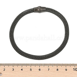 304ステンレススチールメッシュチェーンブレスレット女性男性用  イオンプレーティング（ip）  マグネットスナップ付き  ガンメタ色  7-3/4x1/4インチ（19.6x0.5cm）&nbsp;BJEW-Z087-19B