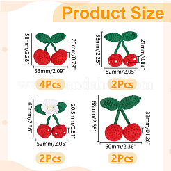 10個 4スタイル ポリエステル クロシェ チェリー  DIY 裁縫装飾品  レッド  58~68x52~60x20~32mm  10個/セット&nbsp;DIY-WR0004-91