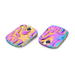 ステンレスペンダント201個  星の長方形  虹色  22x16x2mm  穴：2.5mm&nbsp;STAS-S119-048