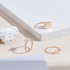 合金指輪セット1箱  トライアングル＆フラットラウンド＆ハート  ゴールドカラー  内径：16.8mm&nbsp;RJEW-LP0002-39