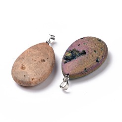 Electroplate Natural Druzy Agate Pendants&nbsp;G-T112-09