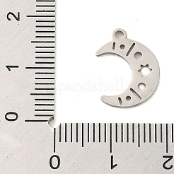 変色しない304ステンレススチールペンダント  レーザー切断  ステンレス鋼色  ムーン  15x11x1mm  穴：1mm&nbsp;STAS-S123-03P-04