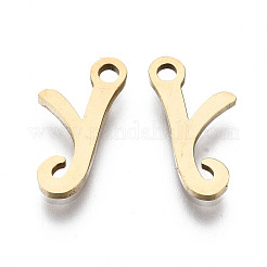 ステンレススチールチャーム201個  レーザー切断  アルファベット  ゴールドカラー  文字.y  12.5x6x1mm  穴：1.4mm&nbsp;STAS-T044-217G-Y