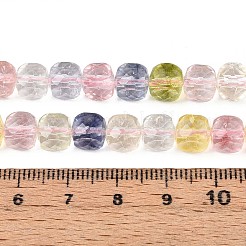 K9ガラスビーズ連売り  天然石風  キューブ  多面カット  ミックスカラー  7~7.5x7~7.5x7~7.5mm  穴：1~1.2mm  約54~56個/連  14.57~15.16インチ（37~38.5cm）&nbsp;GLAA-N014-8x8mm-01