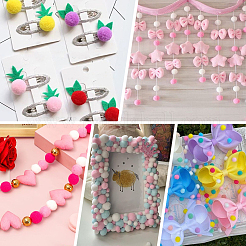 400Pcs 4 Colors Polyester Pom Pom Balls&nbsp;DIY-SC0031-37B