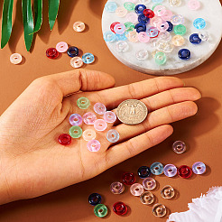 90個 9色透明ガラスヨーロピアンビーズ  大穴ビーズ  ドーナツ  ミックスカラー  10x3mm  穴：3.0~4.3mm  10個/カラー&nbsp;GLAA-TA0001-79