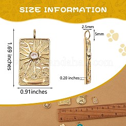 6個6スタイル真鍮マイクロパヴェキュービックジルコニアペンダント  混合図形  ゴールドカラー  1個/スタイル&nbsp;KK-SZ0003-87