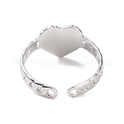 Non-Tarnish 304 Stainless Steel Heart Open Cuff Ring for Women&nbsp;RJEW-A005-05P