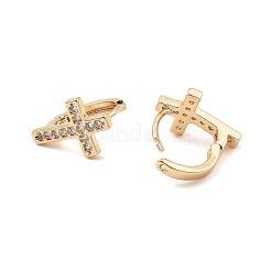 Brass Micro Pave Cubic Zirconia Hoop Earrings&nbsp;EJEW-D078-35KCG