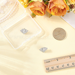 イヤホン装飾アクセサリー用合金ラインストーンクリップ2個  プラチナ  花  12x17x8mm  穴：4mm&nbsp;FIND-CP0003-61A
