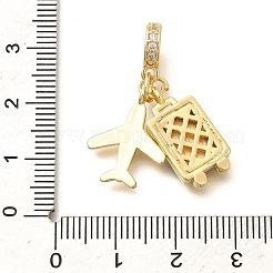 Brass Enamel Airplane & Luggage European Dangle Charms&nbsp;KK-M309-22G
