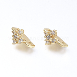 2 Hole Brass Micro Pave Cubic Zirconia Multi-strand Links&nbsp;ZIRC-K084-G01-G