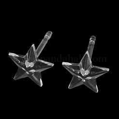 樹脂スタッドピアスパーツ  スター  透明  6.5x7mm  ピン：0.8mm&nbsp;LS-X1-FIND-H046-11
