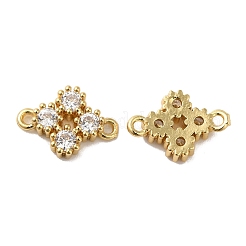 Rack Plating Brass Pave Cubic Zirconia Connector Charms&nbsp;KK-O142-44G