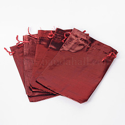 レクタングル布地バッグ  巾着付き  暗赤色  17.5x13cm&nbsp;LS-X-ABAG-R007-18x13-03