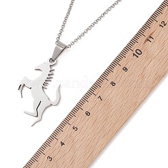 201ステンレススチール製馬ペンダント、304ステンレススチール製ピーチェーンネックレス（女性・男性用）  変色しない  ステンレス鋼色  17.91インチ（45.5cm）&nbsp;NJEW-JN05996