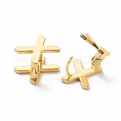 女性のための最初のフープピアス  18KGP本金メッキレター真鍮イヤリング  文字.x  12.5x11x9.5mm  ピン：0.8mm&nbsp;EJEW-P194-01G-X