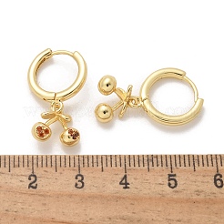 Brass Cubic Zirconia Hoop Earrings&nbsp;EJEW-Q015-01G-B