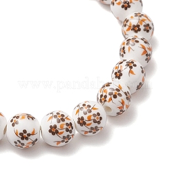 ハンドメイドの花柄プリント磁器セラミックビーズストレッチブレスレット2個  ラウンド  ミックスカラー  内径：2-3/8インチ（6.1cm）&nbsp;BJEW-JB11910