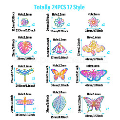 24Pcs 12 Style 201 Stainless Steel Filigree Pendants&nbsp;STAS-TA0002-25