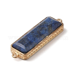 ナチュラルラピスラズリリンクコネクター  真鍮パーツ  多面カット  長方形  ゴールドカラー  33.5x9.5~10x5mm  穴：1.2~1.4mm&nbsp;G-P431-07E