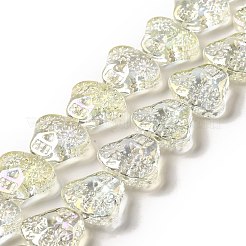 透明電気メッキガラスビーズ連売り  混合スタイル  スカルヘッド  ミックスカラー  16x19x7mm  穴：1.2mm  約40個/連  24.57インチ（62.4cm）&nbsp;EGLA-F158-M