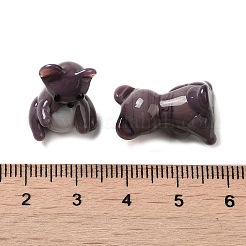 手作りランプワーク家の装飾  ギフト用の3Dベアオーナメント.  ダークスレートブルー  12~14x14~16x18~19.5mm&nbsp;LAMP-K039-10