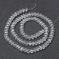 ガラスビーズ連売り  多面カットそろばん  ロンデル  透明  10x8mm  穴：1mm  約60~61個/連  46~48cm&nbsp;EGLA-A034-T10mm-D19