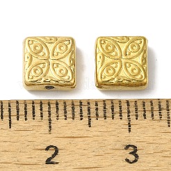 304ステンレススチールビーズ  花の正方形  ゴールドカラー  7x7x3mm  穴：1mm&nbsp;STAS-I305-147G