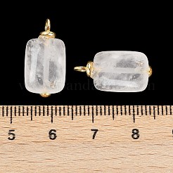 天然水晶の長方形ペンダント  真鍮製の金具が付いたロッククリスタルチャーム  カドミウムフリー＆鉛フリー  ラックめっき  長持ちメッキ  18KGP本金メッキ  20x10x5.5mm  穴：2mm&nbsp;KK-B157-34G