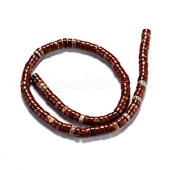 天然石レッドジャスパービーズ連売り  ヒシビーズ  フラットラウンド/ディスク  6x3mm  穴：1mm  約119~131個/連  14.76~15.74インチ（37.5~40cm）&nbsp;G-Z006-C33