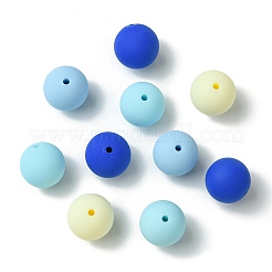 ラバー加工オペークアクリルビーズ  ラウンド  ライトスカイブルー  16mm  穴：2mm  約232個/500g&nbsp;MACR-CJC0009-02D