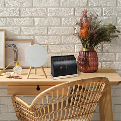 PUイミテーションレザーネックレススタンド  ウッドベースと  ブラック  20.8x9x15.7cm&nbsp;NDIS-WH0006-19C