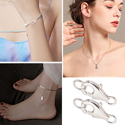 6セット3スタイル925スターリングシルバーロブスタークロウクラスプ  丸カン付き  銀  9~11x6~7x2.5~4mm  穴：3mmと4mm  2セット/スタイル&nbsp;STER-BBC0001-19