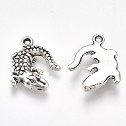 合金のチベット風チャーム  カドミウムフリー＆鉛フリー  ワニ/アリゲーター  アンティークシルバー  16.5x14x3mm  穴：1.2mm  約738個/1000g&nbsp;TIBE-Q094-02AS-RS