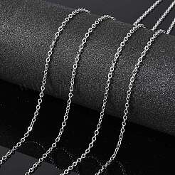 変色しない304ステンレススチールアズキチェーン  ハンダ付け  フラットオーバル  ステンレス鋼色  2.5x2x0.5mm&nbsp;X-CHS-Q001-07-100m