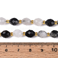 Natural Tourmalinated Quartz Beads Strands&nbsp;G-N342-53-8x6-02