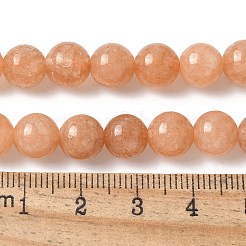 天然石ホワイトジェイドビーズ連売り  模造サンストーン  染め  ラウンド  サンゴ  8mm  穴：1mm  約48個/連  14.5インチ&nbsp;G-F364-11-8mm-2