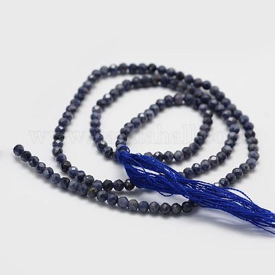 天然サファイアビーズ連売り 多面カット ラウンド 3mm 穴：0.5mm 約120