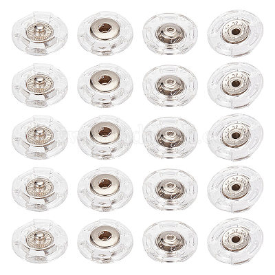 プラスチックスナップボタン25個  衣服のボタン  フラットラウンド  透明  18x5mm&nbsp;BUTT-GF0001-15-1