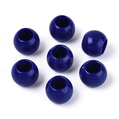不透明なアクリルビーズ  ラウンド  ミッドナイトブルー  12x9.8mm  穴：6.5mm  約850個/500g&nbsp;SACR-N018-05K-1
